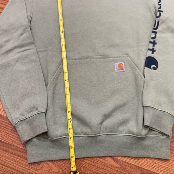 Carhartt Sage Green Hoodie with Navy Sleeve Logo Size S Outdoor Streetwear - Picture 5 of 7